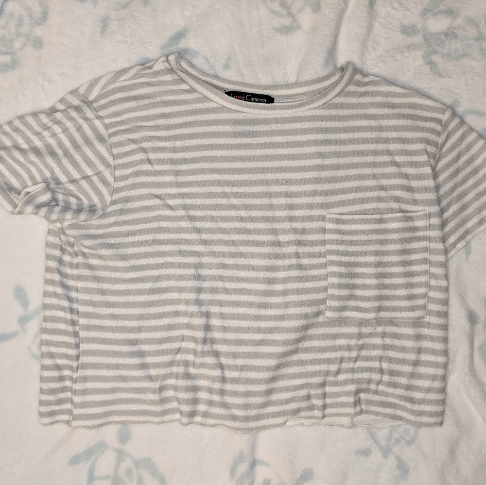 Gray and white crop top